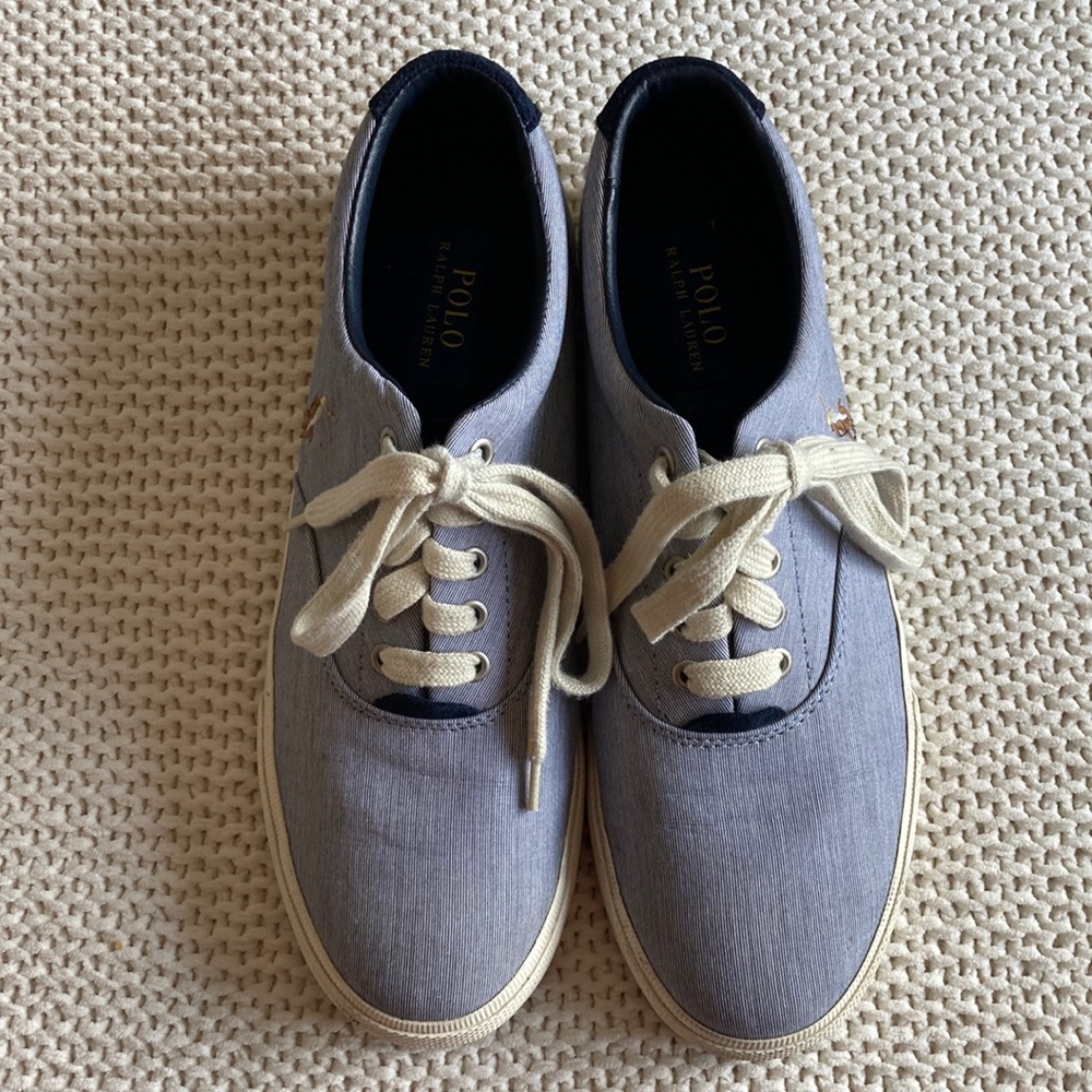Polo Vaughn Aviator Navy Pinstripe Shirting Blue Shoes - Sz 10 D